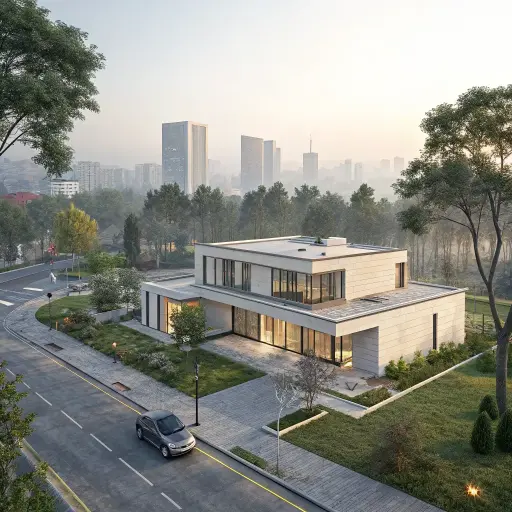 A bird's-eye view of a building.